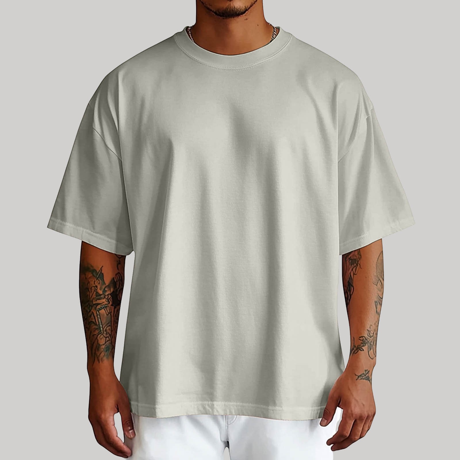 thumbnail image 2 of Camisa de manga corta oversize de verano para hombre: color liso, poliéster, hombros redondeados, tallas S-XXXL para uso informal y fiestas, 2 of 5